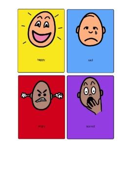 Large Emotion Icons - with Colors: Happy, Sad, Scared, Angry, Calm