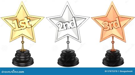 First Second And Third Place Trophies Stock Illustration - Image: 57875378