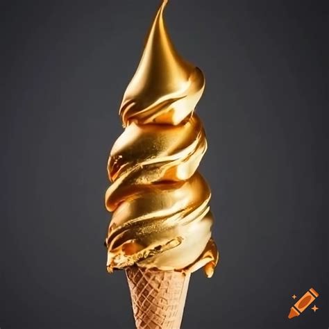 Gold ice cream cone on Craiyon