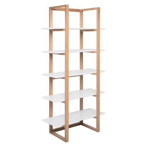 Ingrid 200Cm Bookcase, White & Oak | White wood bookcase, White ...