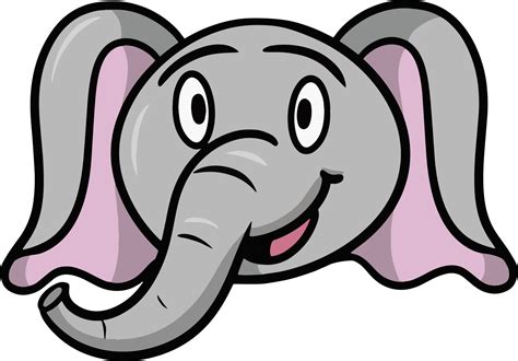 Funny Cute little elephant smiling, cartoon elephant emotions, vector ...