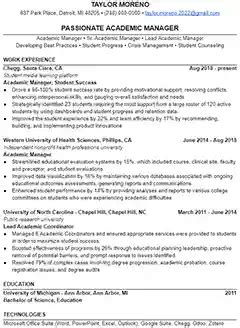 Academic Resume Example | Leet Resumes