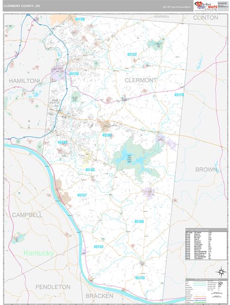 Clermont County, OH Wall Map Premium Style by MarketMAPS