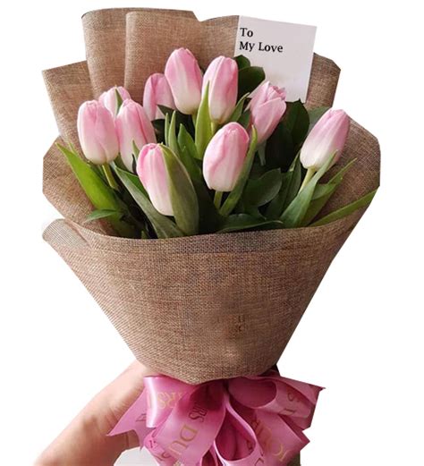 Send 10 Pieces Pink Tulips Bouquet to Manila City Philippines