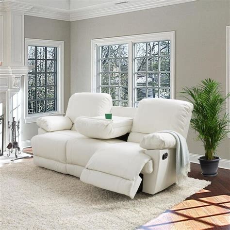 CorLiving Lea Mission/Shaker White Faux Leather Reclining Sofa in the Couches, Sofas & Loveseats ...