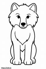 Arctic Wolf Kawaii coloring Page sketch template