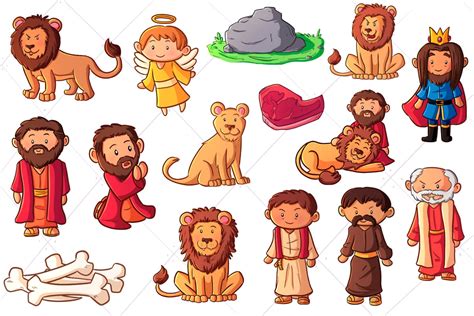 Daniel and the Lions Den Clip Art Collection Bible Story - Etsy