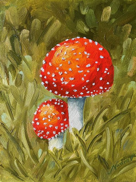 Mushrooms Agaric Painting by Nadia Vysochanskaya | Saatchi Art