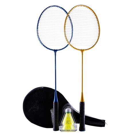 ADULT BADMINTON RACKET BR 100 SET STARTER YELLOW BLUE PERFLY - Decathlon