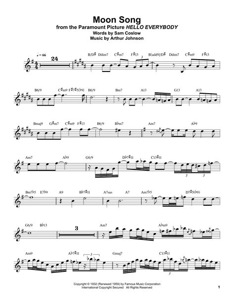 Moon Song by Buddy DeFranco Sheet Music for Clarinet Transcription at Sheet Music Direct