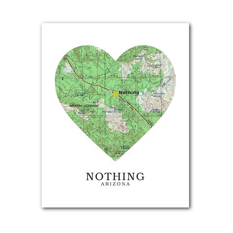 Nothing Map Heart Print Nothing Map Art Nothing Arizona Map | Etsy