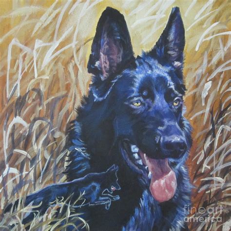 Black German Shepherd Painting by Lee Ann Shepard