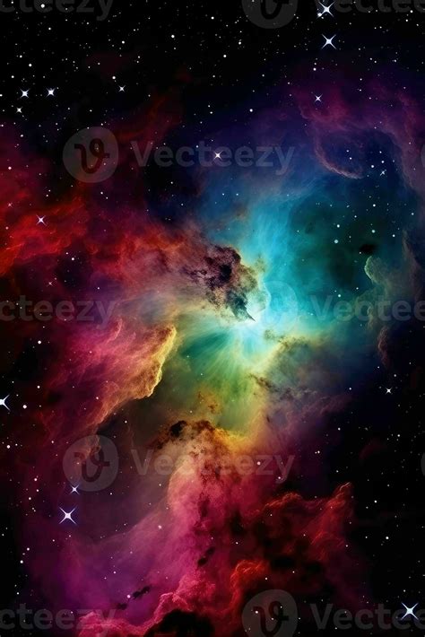 Incredibly beautiful galaxy in outer space. Nebula night starry sky in rainbow colors ...