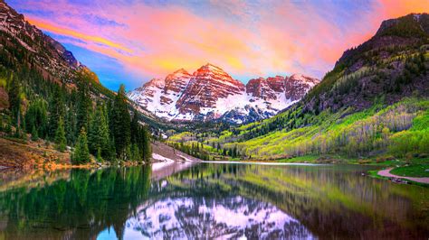 Sunset At Maroon Bells And Maroon Lake Aspen Co Photograph by James O ...