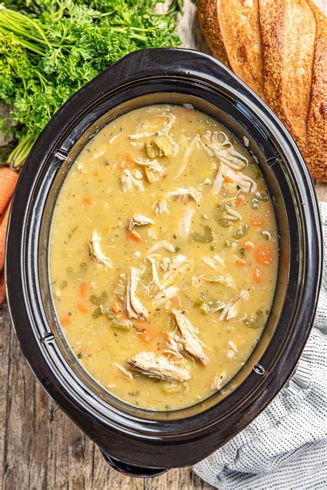 This easy and satisfying Slow Cooker Turkey Soup lets you use up your leftover turkey in an ...