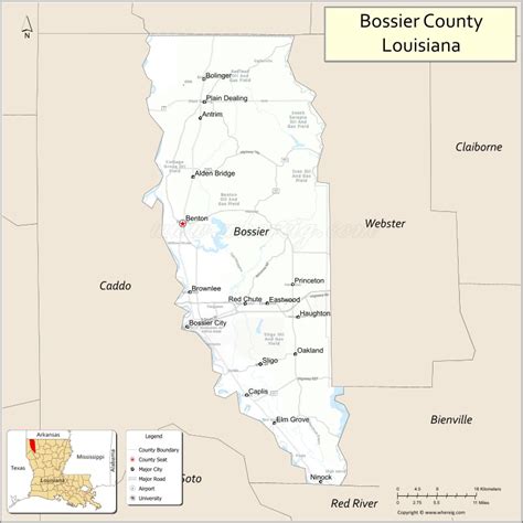 Bossier Parish Map, Louisiana - Where is Located, Cities, Population, Highways & Facts