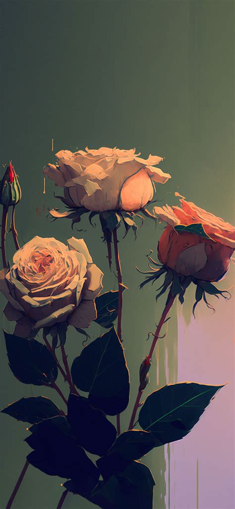 Three Roses Art Wallpapers - Aesthetic Flowers Wallpapers iPhone