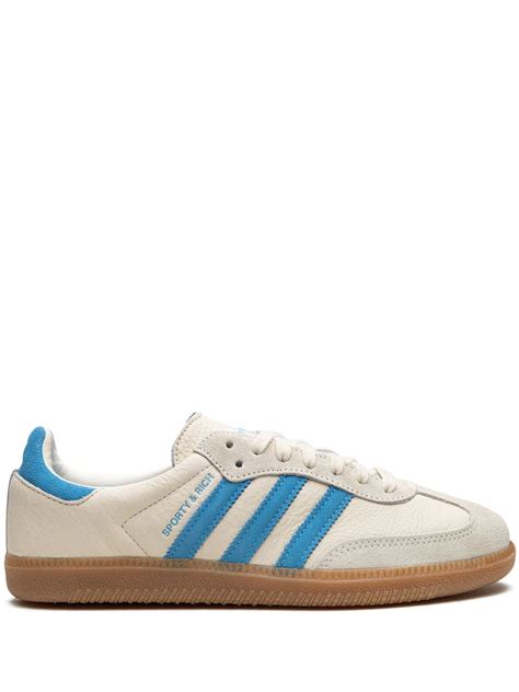 Adidas x Sporty & Rich Samba "Cream/Blue" Sneakers - Farfetch