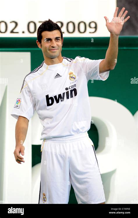 Real Madrid's new player Raul Albiol during the presentation ceremony at the Santiago Bernabeu ...