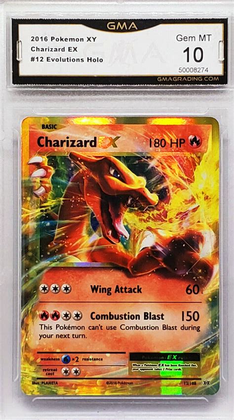 GRADED 10! HOT! CHARIZARD EX 12/108 ULTRA RARE HOLO POKEMON XY ...