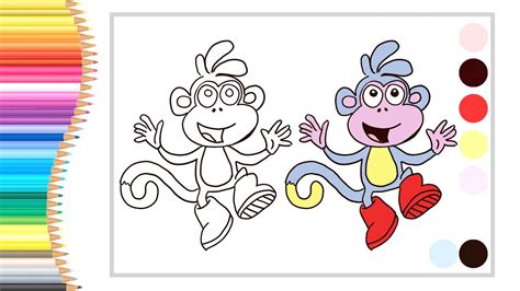 How to draw and colour Boots/Bujji/Monkey from Dora the Explorer | 5minute Arts for Kids - YouTube