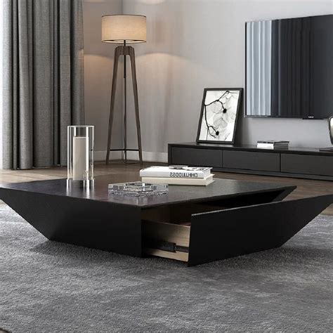 Modern Black Coffee Table with Storage Square Drum Coffee Table with Drawer | Couchtisch ...