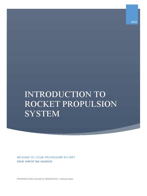 Introduction To Rocket Propulsion System Finals Module02 | PDF | Rocket | Rocket Propellant