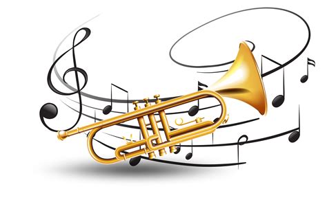 Golden trumpet with music notes in background 416976 Vector Art at Vecteezy