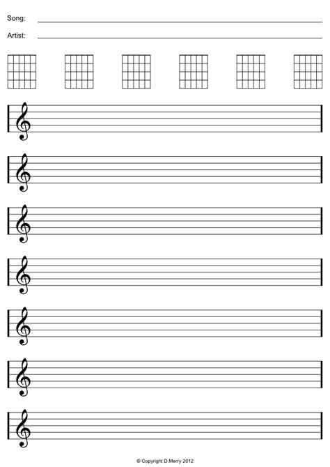 Free Guitar Blank Tab Paper, Staff Paper, Ready-to-print PDF and Image