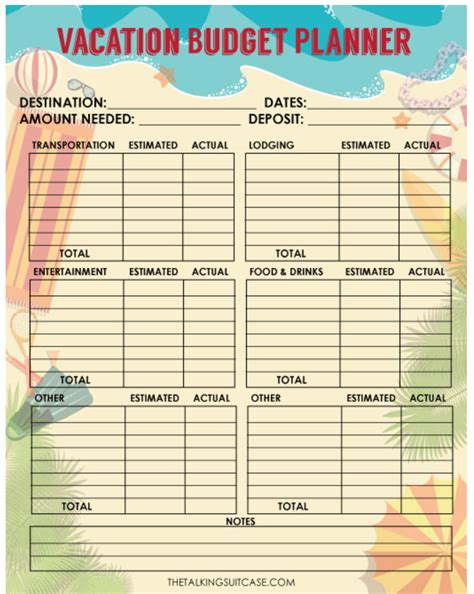 7 Free Vacation Budget Worksheet Printables (Start Planning!)