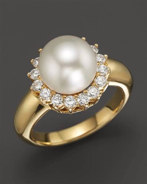 Tara Pearls 18K Yellow Gold White South Sea Cultured Pearl and Diamond ...