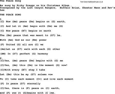 The Peace Song - Bluegrass lyrics with chords