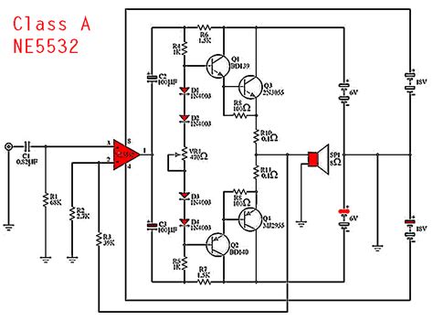 NE5532 - Class A Power Amplifier - Electronic Circuit