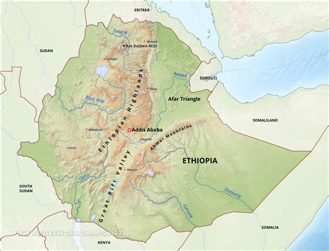 Ethiopia Physical Map