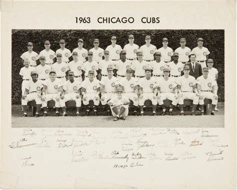 Autographs:Photos, 1963 Chicago Cubs Team Signed Photograph with Ken Hubbs.... Cubs Team ...