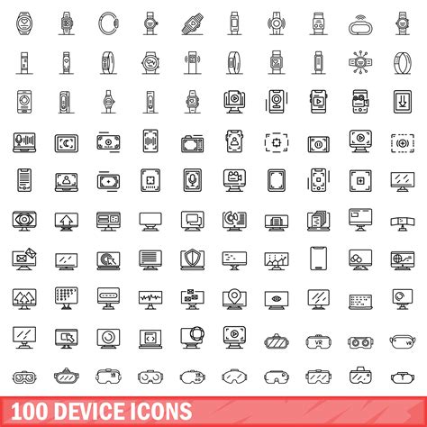 100 device icons set, outline style 8679420 Vector Art at Vecteezy