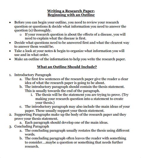 FREE 8+ Sample Research Paper Outline Templates in PDF