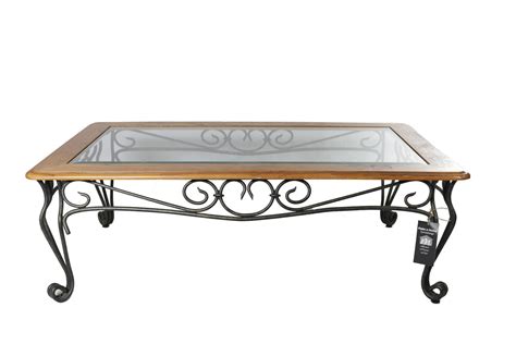 Glass Wood Wrought Iron Coffee Table and End Tables – Make a Home Furnishings