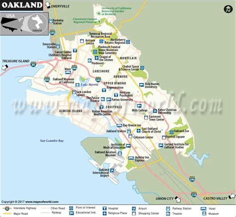 a map of oakland with all the major cities and roads in it's vicinity