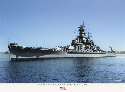 USS South Dakota BB-57 1943 | Battleship, Us battleships, United states navy