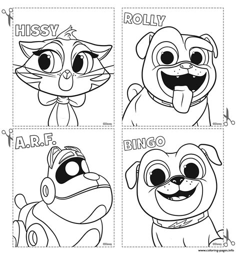 Disney Puppy Dog Pals Cards Hissy Rolly ARF Bingo Coloring page Printable