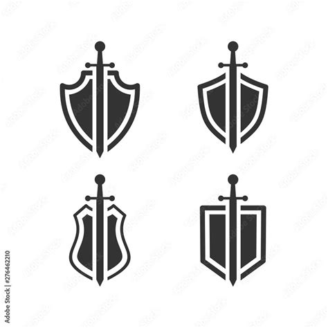 shield icon set template black color editable. sword conception with ...