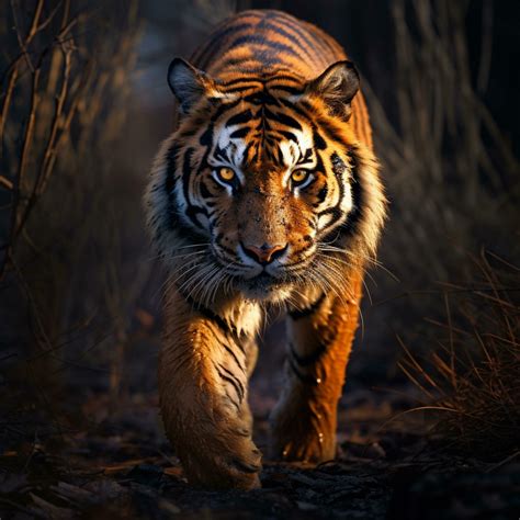 tiger walking in the forest background 26727559 Stock Photo at Vecteezy