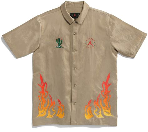 Travis Scott Cactus Jack x Jordan Button Down Shirt Khaki/University ...