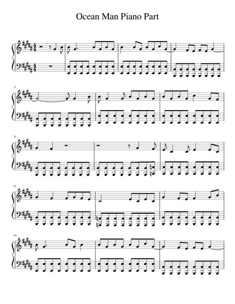 Ocean Man Piano Part sheet music for Piano download free in PDF or MIDI