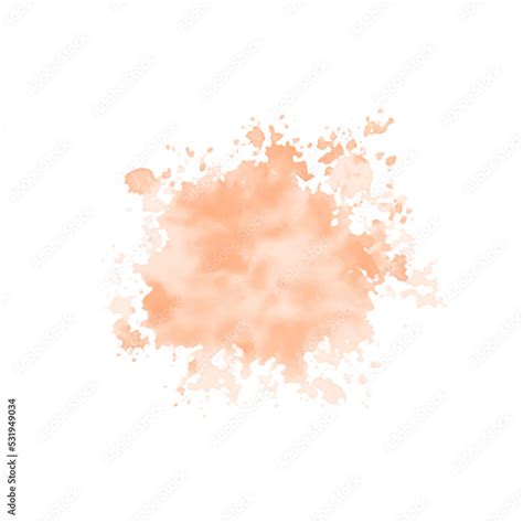 Peach watercolor splash on white background. Vector brown watercolour ...