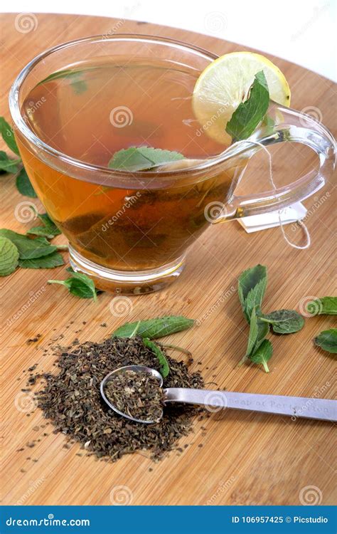 Green herbal tea stock image. Image of mint, lemon, health - 106957425