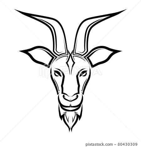 Black and white line art of goat head. Good use... - Stock Illustration [80430309] - PIXTA