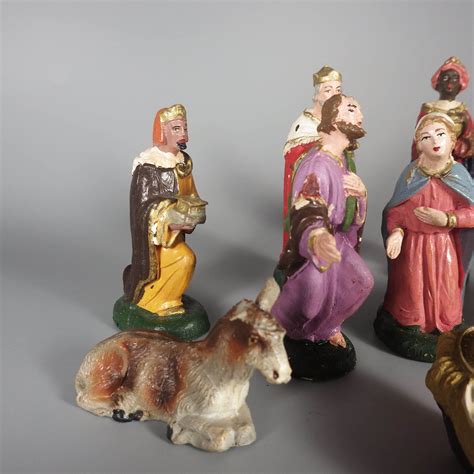 Vintage Italian Chialu Nativity Figures Christmas 10-Pc Set