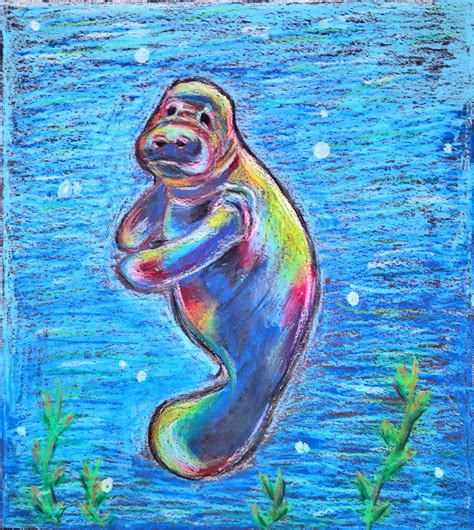 Rainbow Manatee | Art, Painting, Art projects